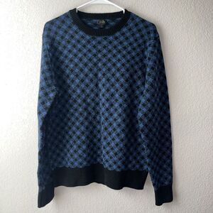 J.Crew Black Label Men’s 100% Lambs Wool Medium Black Blue chekered